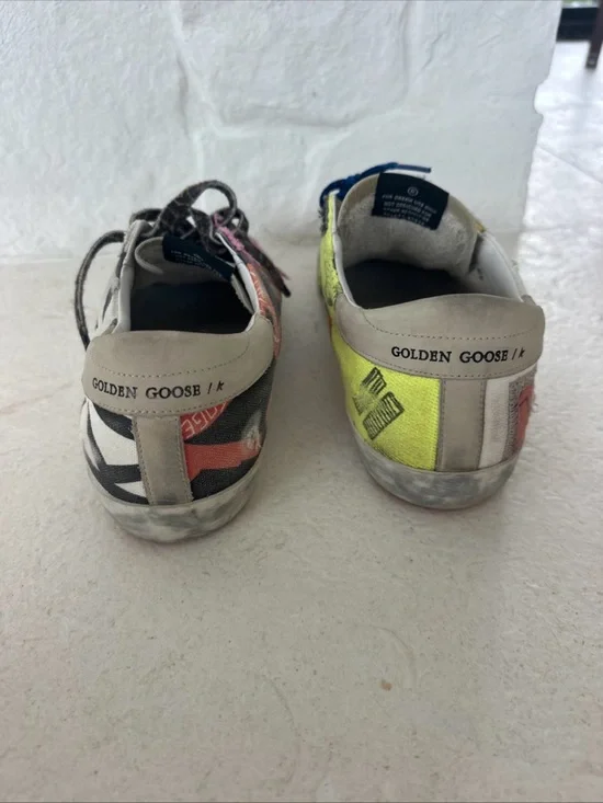 Golden Goose Multi-Color Leopard Print & Neon Accent Sneakers - Picture 6 of 9